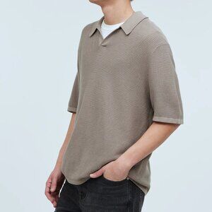 Vintage Arnold Palmer Men's Textured Linen Polo Top Light Brown Size XXL